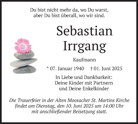 Traueranzeige von Sebastian Irrgang von merkurtz