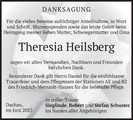 Traueranzeige von Theresia Heilsberg von merkurtz