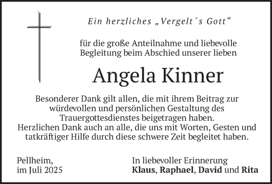 Traueranzeige von Angela Kinner von merkurtz