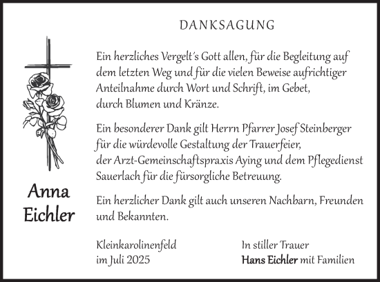 Traueranzeige von Anna Eichler von merkurtz