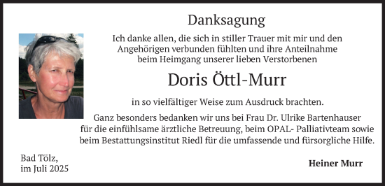 Traueranzeige von Doris Öttl-Murr von merkurtz