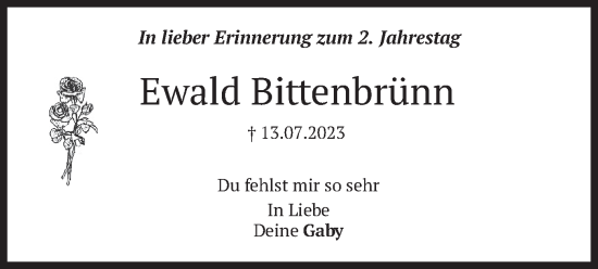 Traueranzeige von Ewald Bittenbrünn von merkurtz