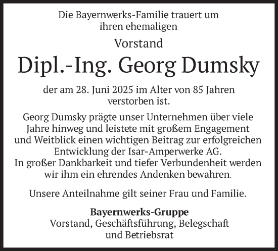 Traueranzeige von Georg Dumsky von merkurtz