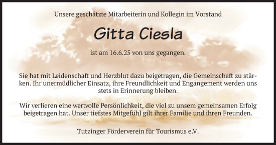 Traueranzeige von Gitta Ciesla von merkurtz