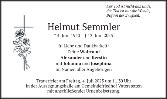 Traueranzeige von Helmut Semmler von merkurtz