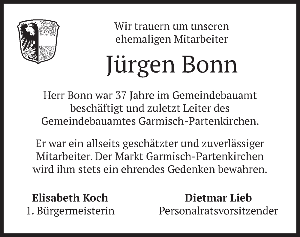  Traueranzeige für Jürgen Bonn vom 25.07.2025 aus merkurtz