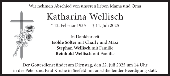 Traueranzeige von Katharina Wellisch von merkurtz