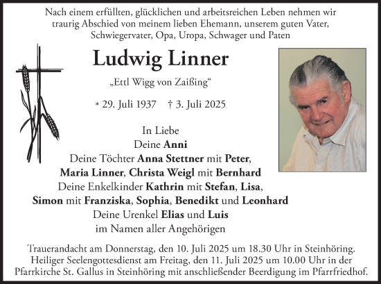 Traueranzeige von Ludwig Linner von merkurtz