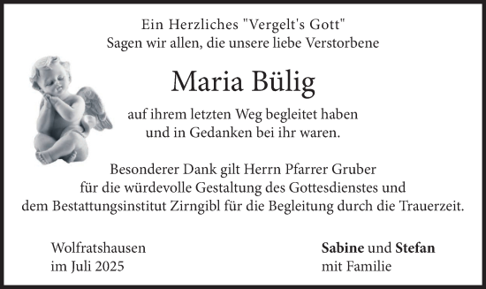 Traueranzeige von Maria Bülig von merkurtz