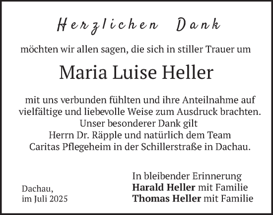 Traueranzeige von Maria Luise Heller von merkurtz