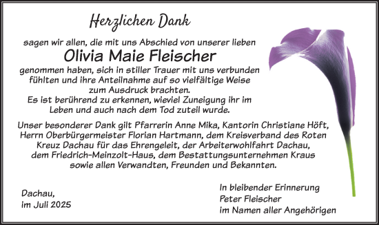 Traueranzeige von Olivia Maie Fleischer von merkurtz