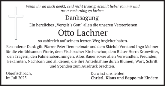 Traueranzeige von Otto Lachner von merkurtz