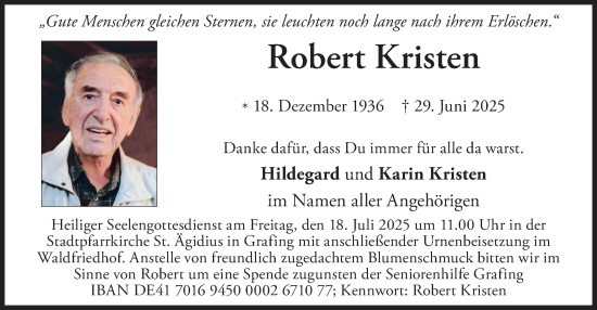 Traueranzeige von Robert Kristen von merkurtz