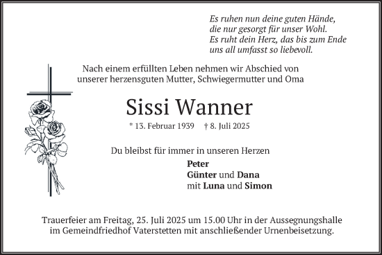 Traueranzeige von Sissi Wanner von merkurtz