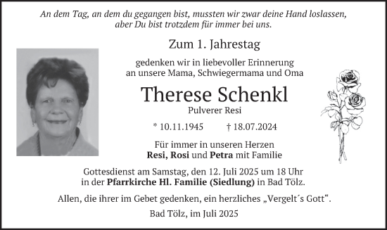 Traueranzeige von Therese Schenkl von merkurtz