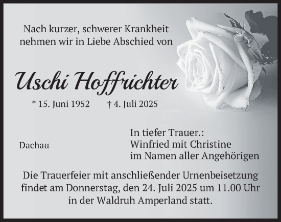 Traueranzeige von Uschi Hoffrichter von merkurtz