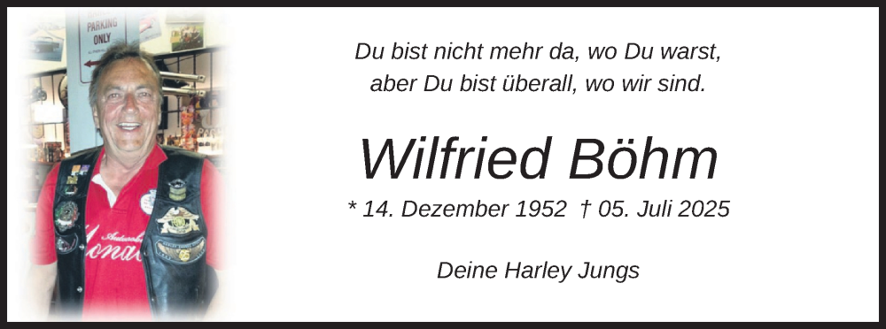  Traueranzeige für Wilfried Böhm vom 17.07.2025 aus merkurtz