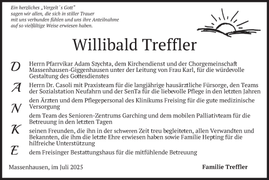 Traueranzeige von Willibald Treffler von merkurtz