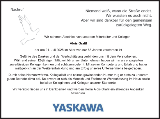Traueranzeige von Alois Graßl von merkurtz
