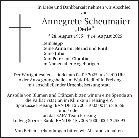 Traueranzeige von Annegrete Scheumaier von merkurtz