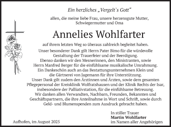 Traueranzeige von Annelies Wohlfarter von merkurtz