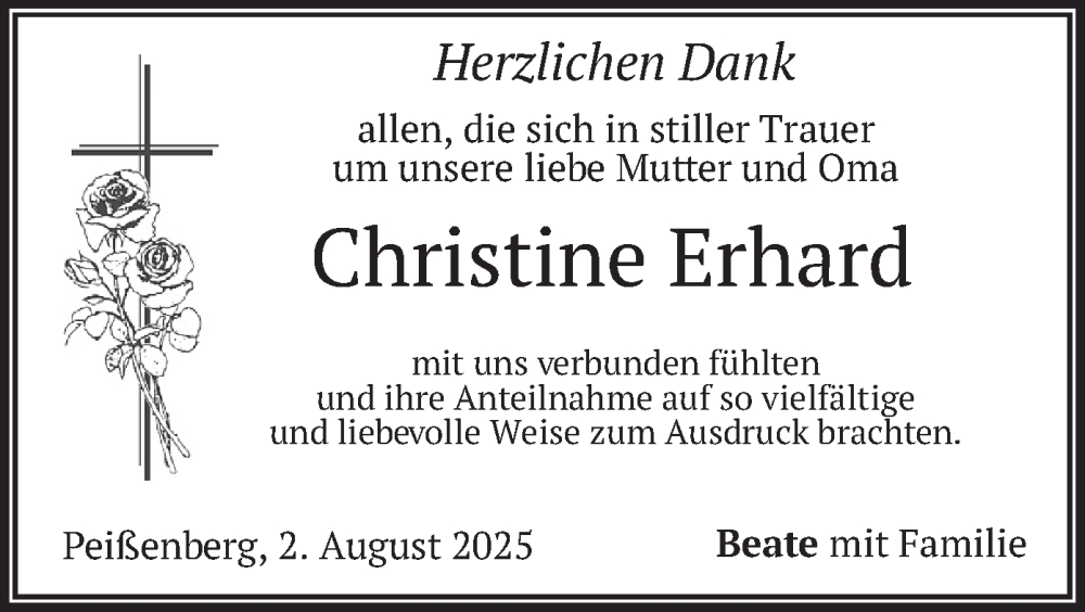  Traueranzeige für Christine Erhard vom 02.08.2025 aus merkurtz