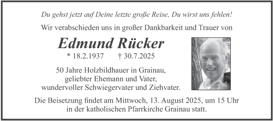 Traueranzeige von Edmund Rücker von merkurtz