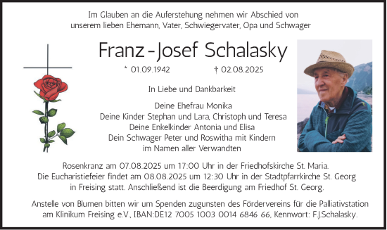 Traueranzeige von Franz-Josef Schalasky von merkurtz