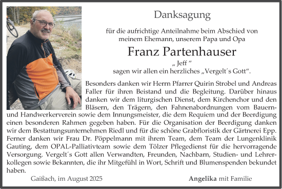 Traueranzeige von Franz Partenhauser von merkurtz
