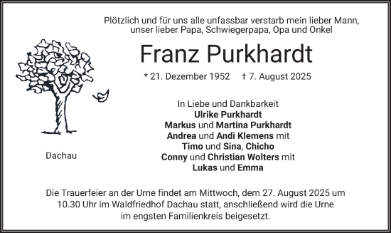 Traueranzeige von Franz Purkhardt von merkurtz