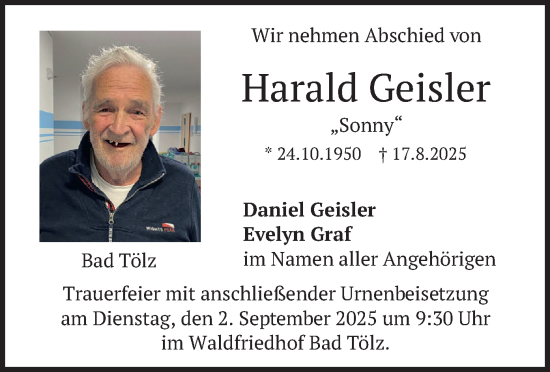 Traueranzeige von Harald Geisler von merkurtz