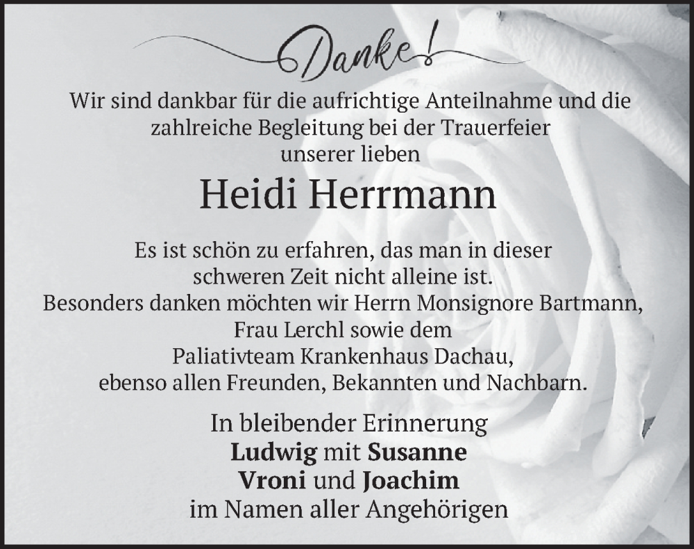  Traueranzeige für Heidi Herrmann vom 30.08.2025 aus merkurtz