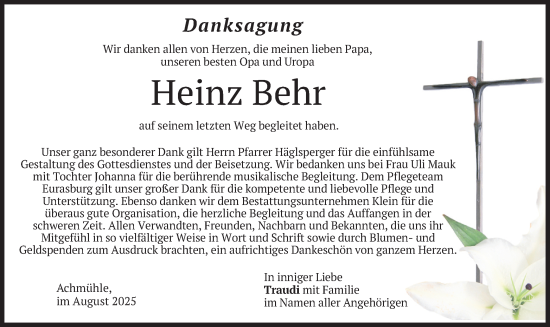 Traueranzeige von Heinz Behr von merkurtz