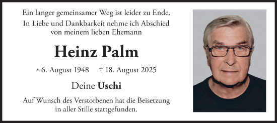 Traueranzeige von Heinz Palm von merkurtz