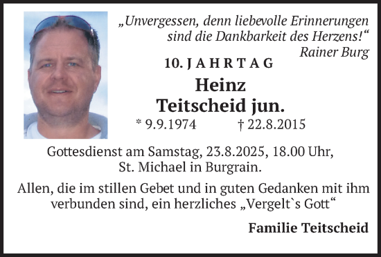 Traueranzeige von Heinz Teitscheid von merkurtz