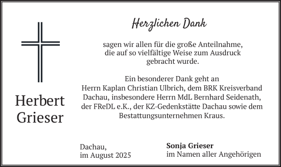Traueranzeige von Herbert Grieser von merkurtz