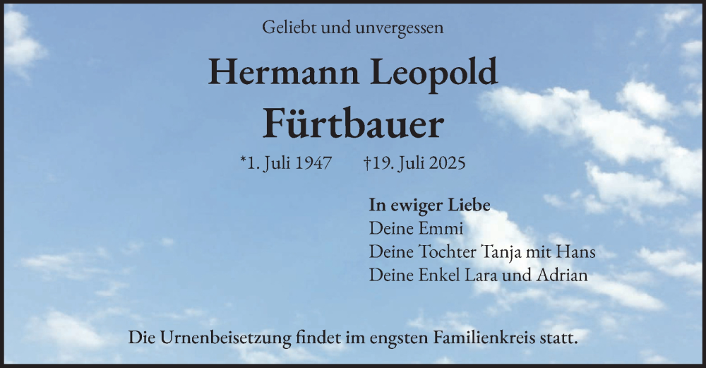  Traueranzeige für Hermann Leopold vom 02.08.2025 aus merkurtz