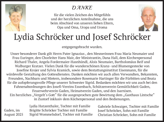 Traueranzeige von Josef Schröcker von merkurtz