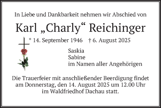 Traueranzeige von Karl Reichinger von merkurtz