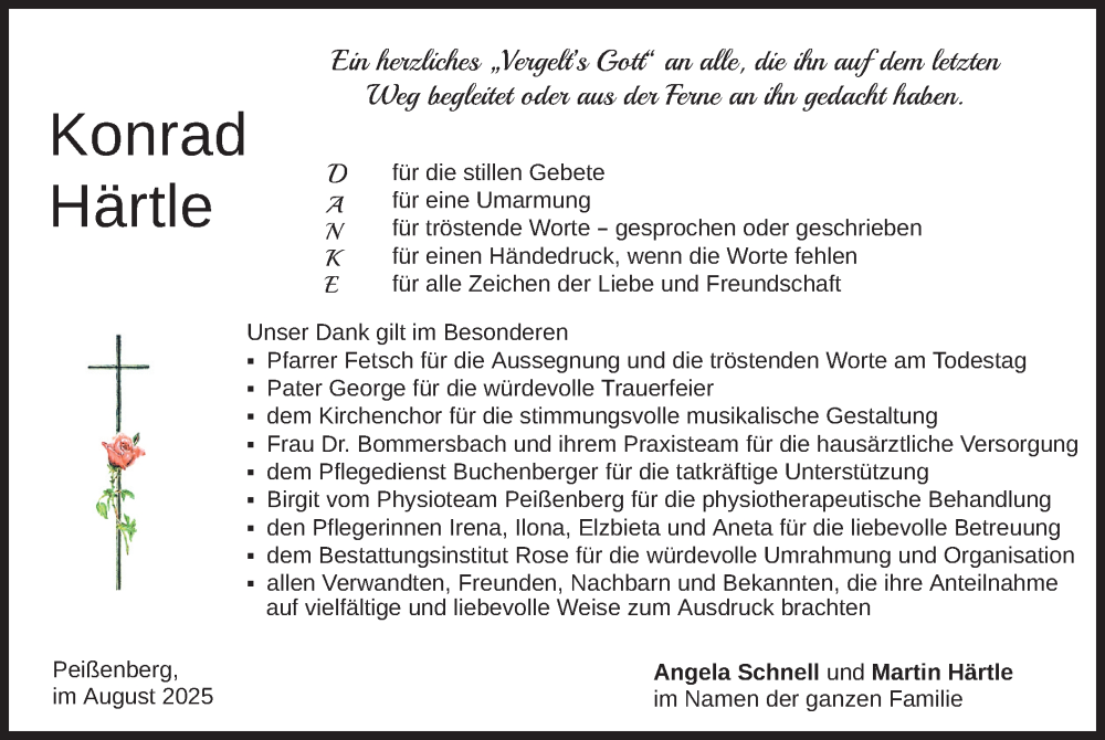  Traueranzeige für Konrad Härtle vom 16.08.2025 aus merkurtz