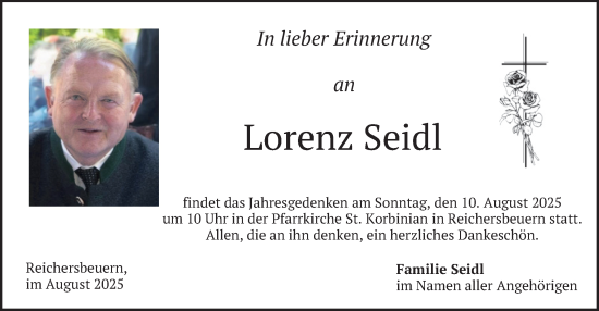 Traueranzeige von Lorenz Seidl von merkurtz