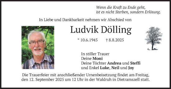 Traueranzeige von Ludvik Dölling von merkurtz