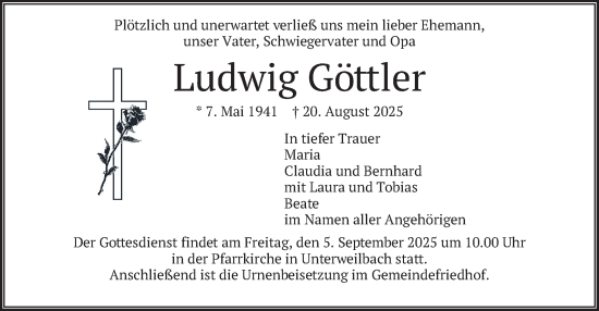 Traueranzeige von Ludwig Göttler von merkurtz