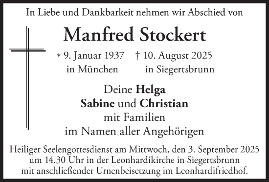 Traueranzeige von Manfred Stockert von merkurtz