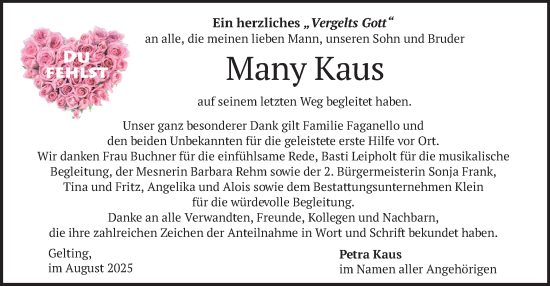 Traueranzeige von Many Kaus von merkurtz
