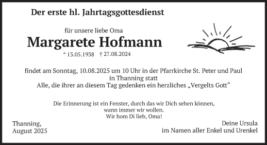 Traueranzeige von Margarete Hofmann von merkurtz