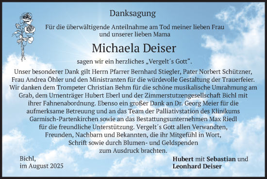 Traueranzeige von Michaela Deiser von merkurtz