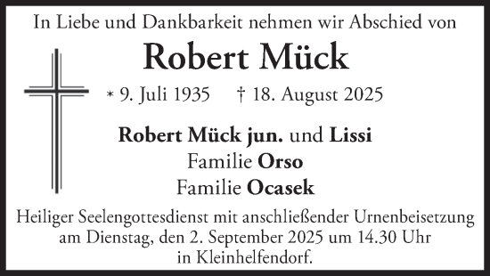Traueranzeige von Robert Mück von merkurtz