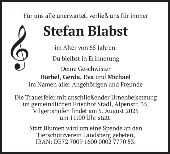 Traueranzeige von Stefan Blabst von merkurtz