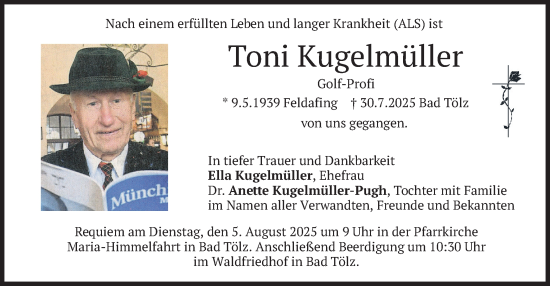 Traueranzeige von Toni Kugelmüller von merkurtz